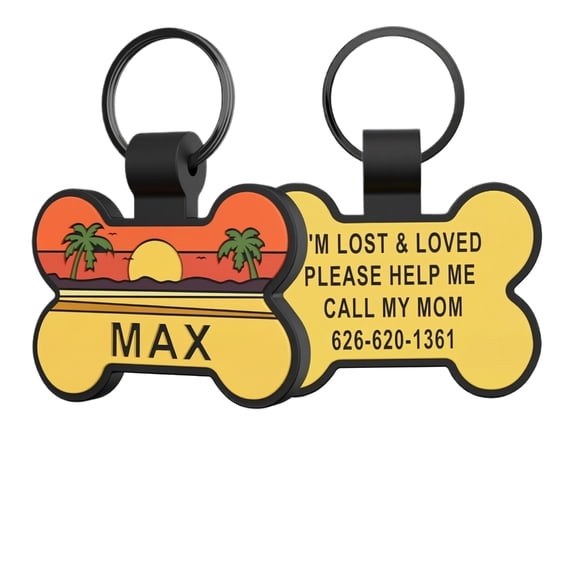 Silicone Pet ID Tag, Bone Shape for Cat Dog, Blank Name Plate for Engraving, Collar Attachment with No Noise When Pet Moves, Skin Contact Surface