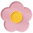 thumbnail image 1 of Silicone Pet Mat, Dog Licking Mat, Dog Slow Feeder, Dog Relaxation Relief, Two-Tone Sunflower Shaped Pink 6X0.5X0.5 Inch Grade Silicone Pet Feeding Plate Designed to Slow Feeding, 1 of 8