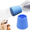 thumbnail image 1 of Silicone Pet Shower Sprayer Attachment, Portable Outdoor Dog Bath Nozzle Fits Plastic Water Bottles, 1 Pack, Blue, 1 of 10