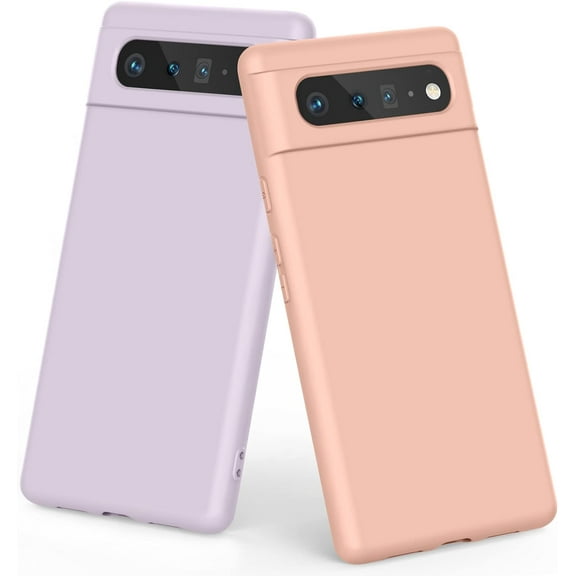 Silicone Phone Case Compatible with Google Pixel 6, 2 Pack Soft Protective Smart Phone Case for Women Men, Durable Anti-Scratch Shockproof Phone Cover