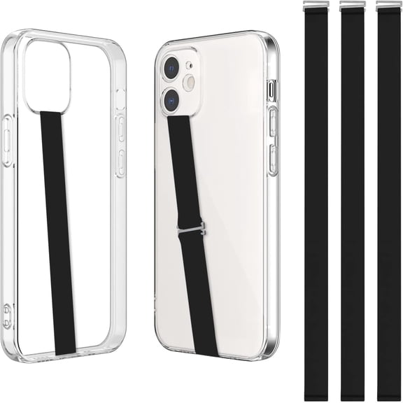 Silicone Phone Grip Strap - Black 210 Phone Hand Strap Holder with Loop for Cell Phones, iPhone Grip, Finger Holder & Back of Phone Grips, Secure Anti-Slip Grip(3 Packs)