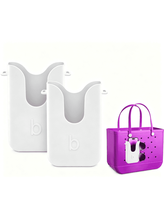 Silicone Phone Holder for Bogg Bags, Compatible Phone Case Attachment, Beach Tote Bag Accessory – Ideal Phone Holder for Bogg & Similar Beach Bags (White)