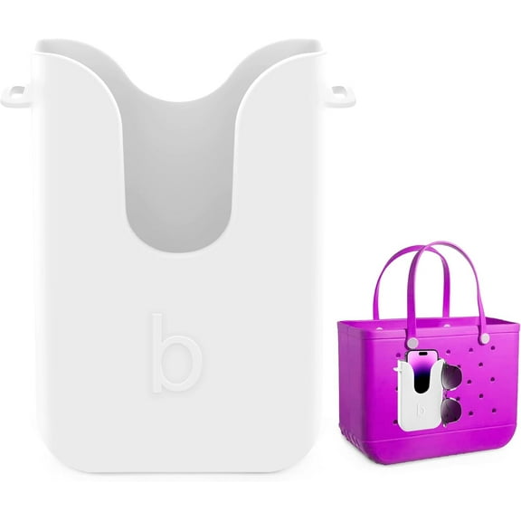 Silicone Phone Holder for Bogg Bags, Compatible Phone Case Attachment, Beach Tote Bag Accessory – Ideal Phone Holder for Bogg & Similar Beach Bags (White)