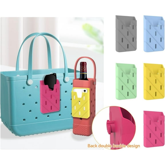 Silicone Phone Holder for Bogg Bag, Soft Charm Insert Accessories for Bogg Beach Bag, Generic & Portable Size Fits for Phones, Gray