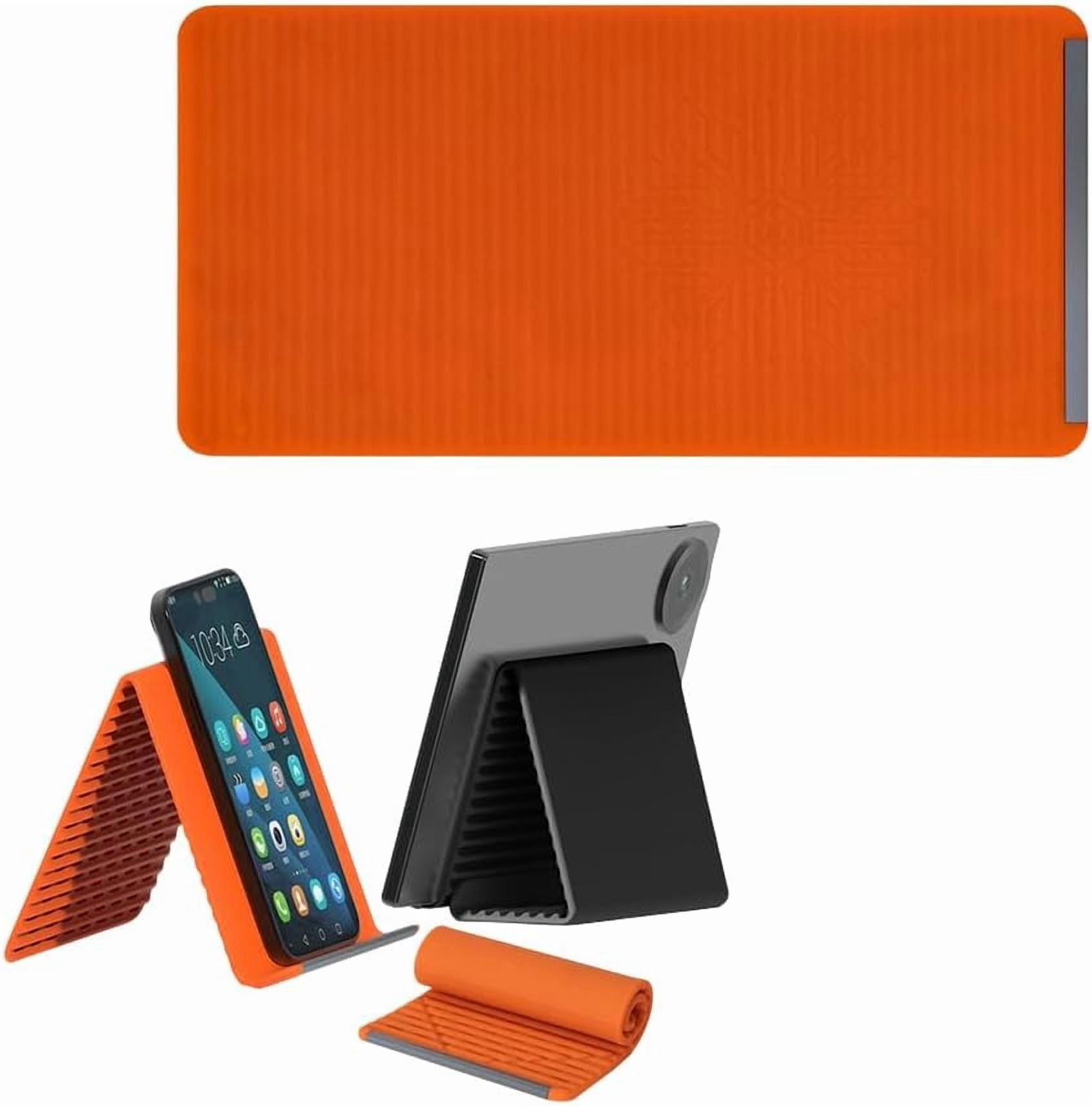 Silicone Phone Stand with Aluminum, Flexible Adjustable Phone Holder, Foldable Bendable Stand for Desk, Universal Tablet Mount, Portable Non-Slip Support for Video Calls, Work Orange