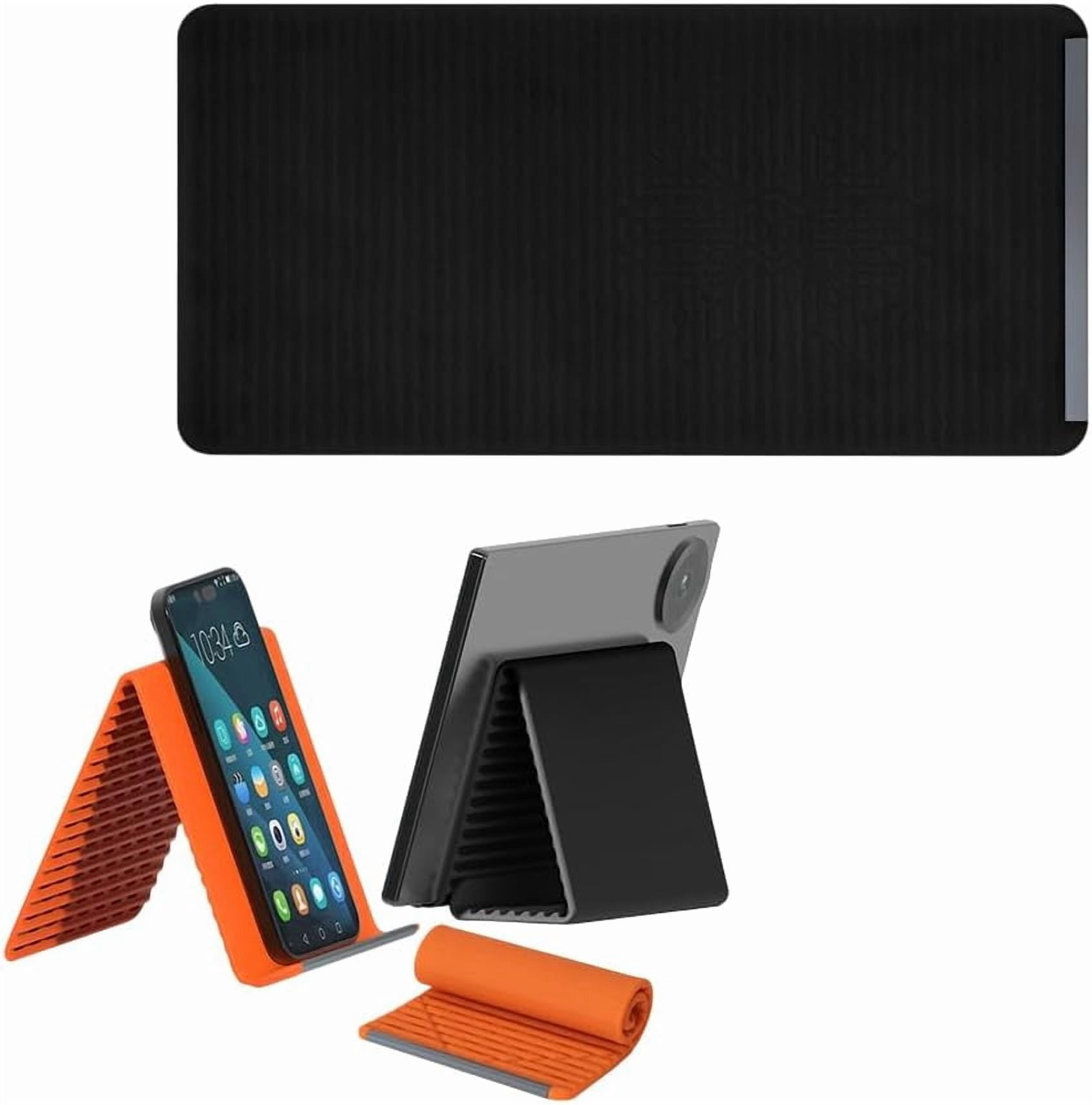 Silicone Phone Stand with Aluminum, Flexible Multi-Angle Stand for Phone, Foldable Bendable Phone Holder, Adjustable Tablet Mount, Portable Anti-Slip Desktop Support for Work, Travel Black