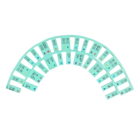 Silicone Piano Note Stickers Piano Notes Guide Portable Big Letters Learning Aid Set 61 Keys Piano Keyboard Music Note for Kids Boys Girls Light green bottom