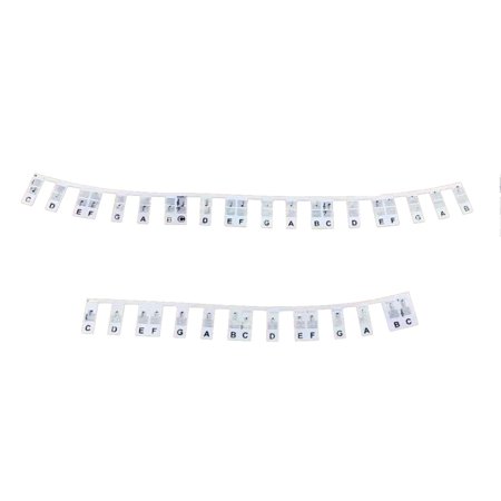 Silicone Piano Note Stickers Piano Notes Guide Portable Big Letters Learning Aid Set 61 Keys Piano Keyboard Music Note for Kids Boys Girls White bottom black