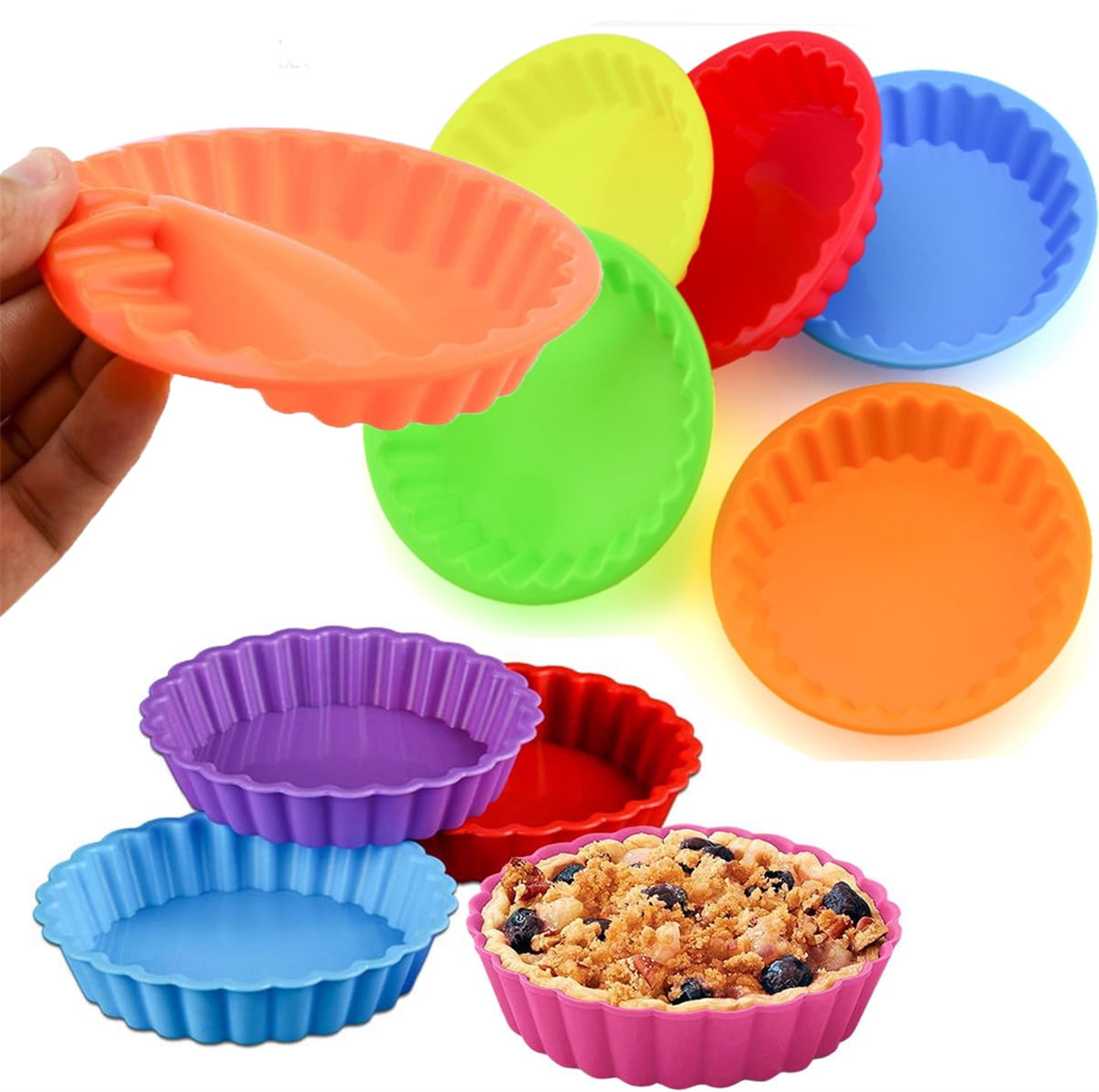 Silicone Pie Molds,Happon 10Pcs inch Round Silicone Cake Mold