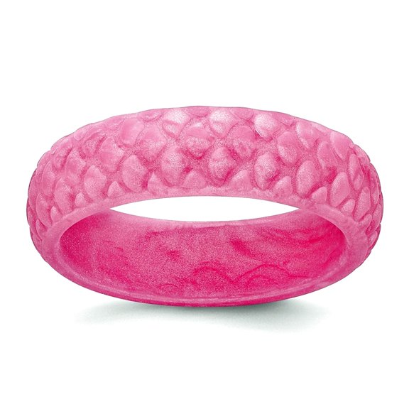 Silicone Pink Mermaid Pattern 5.7mm Band Size 7 Ring for Women and Men