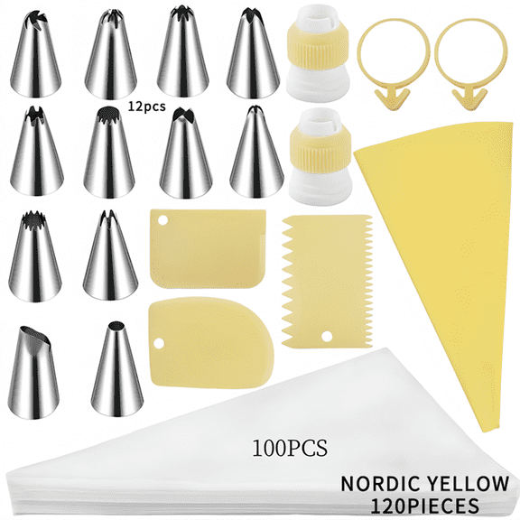 Silicone Piping Bags and Tips Set Cake DIY Decorating Kit with Stainless Steel Nozzle Reusable Silicone Pastry Baking tool