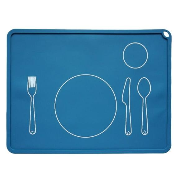 Silicone Placemat Dark Blue, Kids Placemat Non Slip Baby Placemat Silicone Placemats for Toddlers Baby Eating Mat Food Mats for Toddler Dining Table Setting Learning Travel Kitchen, 1*Placemat