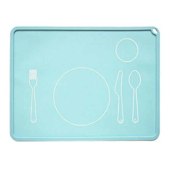 Silicone Placemat Light Blue, Kids Placemat Non Slip Baby Placemat Silicone Placemats for Toddlers Baby Eating Mat Food Mats for Toddler Dining Table Setting Learning Travel Kitchen, 1*Placemat