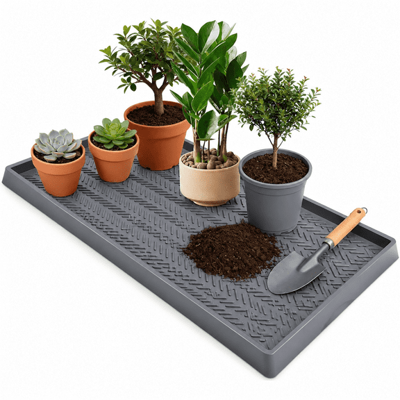 Silicone Plant Trays Plant Saucer Growing Tray | Rectangular Heavy Sturdy Silicone Plant Drainage Saucers Plant Drip Trays for Pots Seed Starter Growing Trays