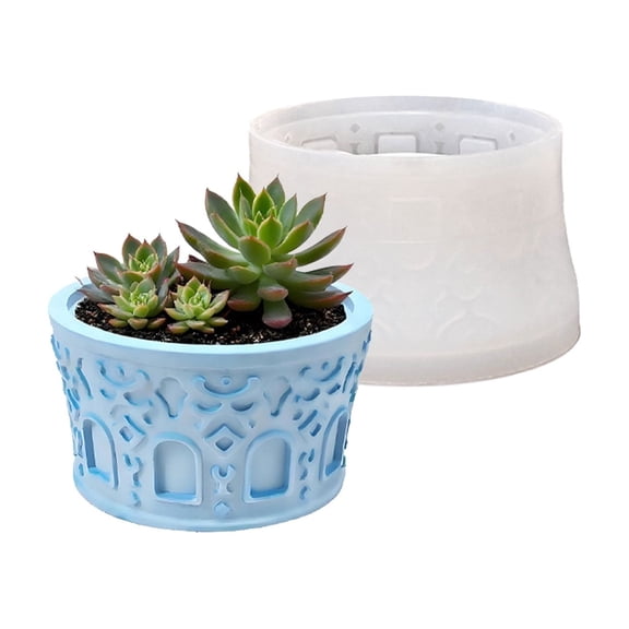 Silicone Planter Mold - Round Design, Detailed Texture, Easy Demolding, Suitable for Indoor Outdoor Crafting