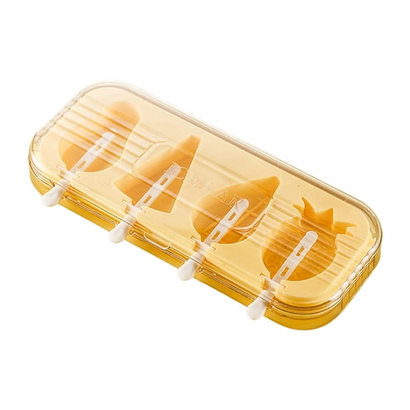 Silicone Popsicle Maker Set of 4 Easy Release Reusable for Homemade Ice Cream Yogurt Fruit Juice Summer Desserts Yellow