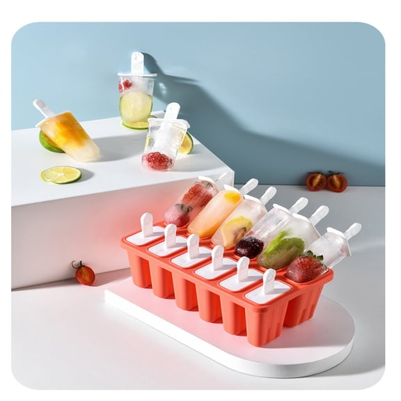 Silicone sicle Molds 12-cavity,Ice Mold for Adult Teens,BPA Free Ice Cream Molds for Party Yogurt Juice Smoothies Sticks(Red)