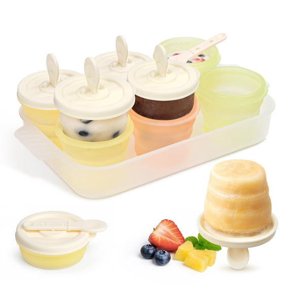 Silicone Popsicle Molds 6 Pack Collapsible Drip-free Freezer Treat Cups