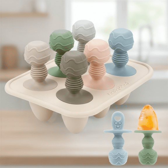 Silicone Popsicle Molds for Breast Milk, 6-Cavity Mini Ice Pop Maker with Sticks for Baby Teething Relief, Reusable Frozen Teether Popsicle Molds for Infants