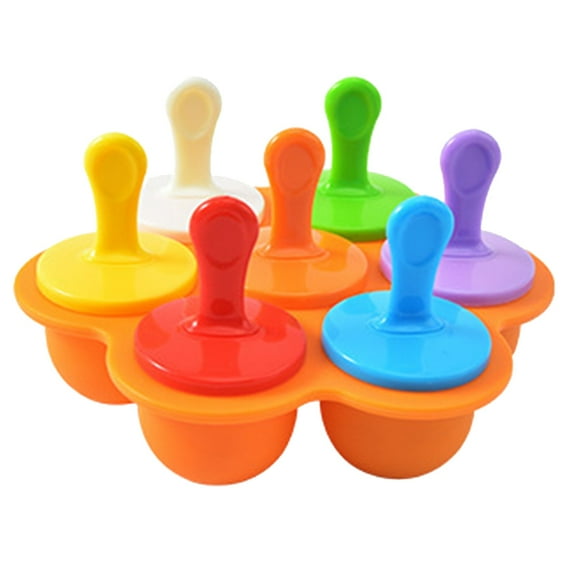 Silicone Popsicle Molds Mini 7-Cavity DIY Ice Pop Mold With Colorful Sticks and Drip-guards Baby Food Storage Container Reusable Non-Stick Food Grade Popsicle Makers