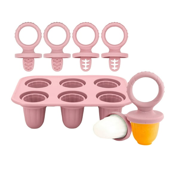 Silicone Molds with Sticks, 6-Cavity BPA Free Ice Pop Maker for Homemade Frozen Treats, Easy Release Mini Molds for Teething Relief and Kids Snacks
