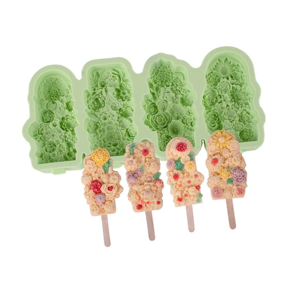 Silicone Popsicles Molds Flower Shape Ices Cream Molds Popsicles Maker Kitchen Tool Cake Candy Candy Mold Enduring
