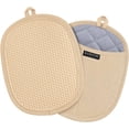 thumbnail image 1 of Domaci Silicone Pot Holders Set of 2, Heat Resistant Oven Mitts with Pockets Non Slip Grip, Large Trivets for Kitchen Cooking Baking, 9.8x7.6, Milkshake, 1 of 6