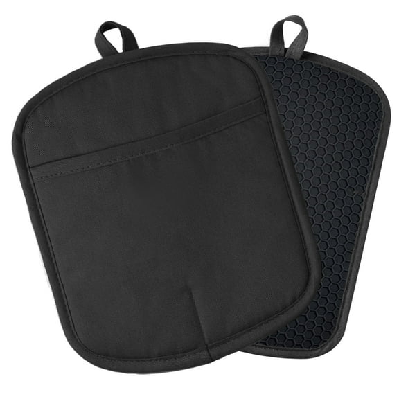 Silicone Pot Holders,2pcs Hot Pads for Kitchen,Heat Resistant Oven Hot Pads with Pockets Non Slip Grip Large Potholders for Kitchen Baking Cooking | Quilted Liner | 9.8 x 7.6 Inches