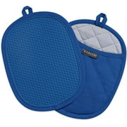 Pot Holders Sets of 2, Silicone Hot Pads for Kitchen,Heat Resistant Oven Mitts Pads with Pockets Non Slip Grip, Large Potholders,Trivets for Cooking, Baking,RoyalBlue