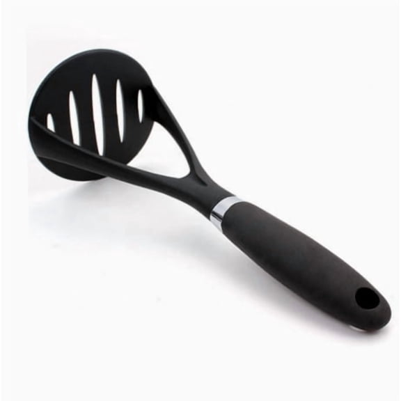 Silicone Potato Masher, Nonstick Bean Smasher Food Masher Grinder with Rubber Wrapped Comfortable Handle, Versatile Food Ricer Smasher Tool for Kitchen Potatoes Pressing and Crushing(Black,9.8x3")