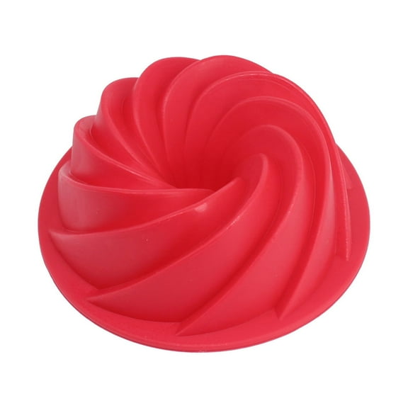 Silicone Pound Cake Pan,Red Bundt Cake Pan Nonstick,Spiral Baking Pands,Kitchen Baking Molds Partner,9 Inch(Red)