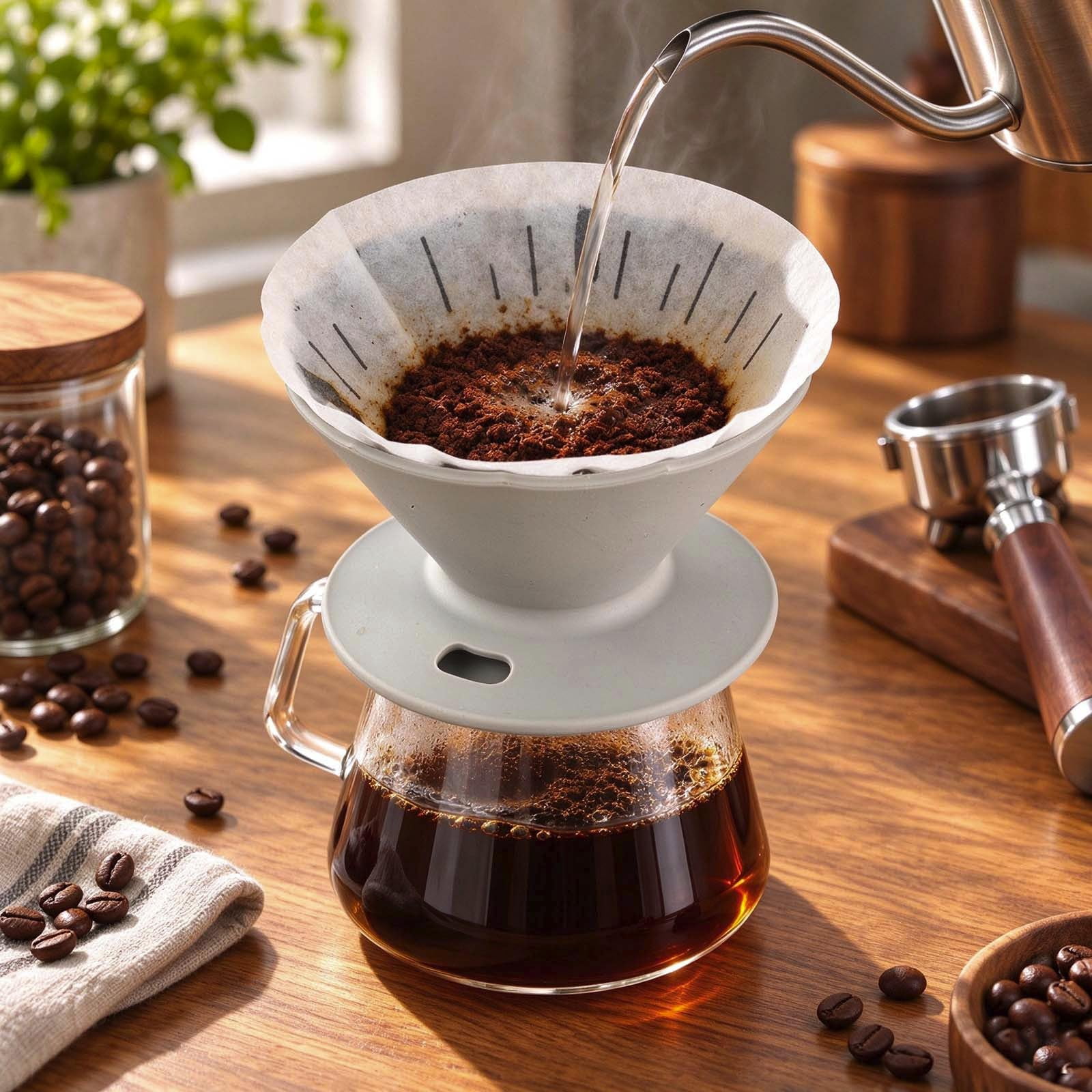 Silicone Pour Over Coffee Dripper with Stable Base, Food-Grade Hand ...