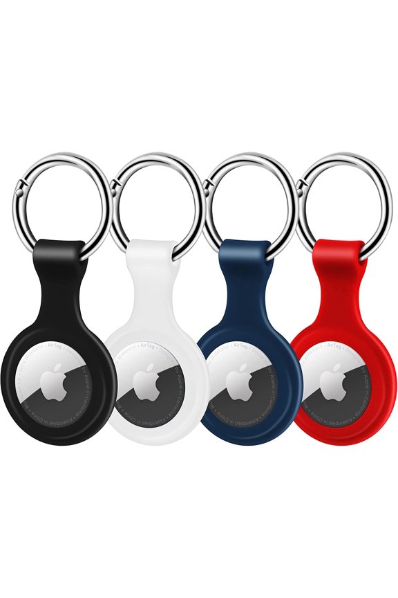Silicone Protective Airtags Case Compatible with Apple Air Tag Case with Keychain Key Ring Loop Anti Lost Air Tags Tracker Holder Anti Acratch Airtag Cover FinderAccessories GPS Items 4 Pack