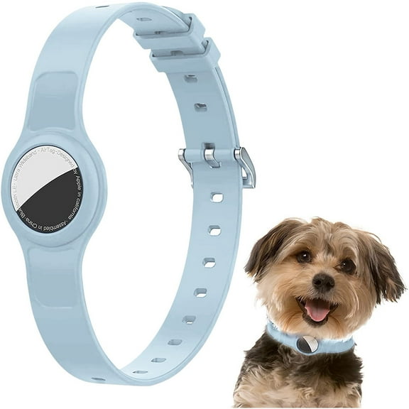 Silicone Protective Case Airtag Cat Collar Compatible with Apple Airtag Dog Collar,Length Adjustable 8.2-15.5 Inch Pet Loop Holder for Tracking Dog and Cat,Light Blue