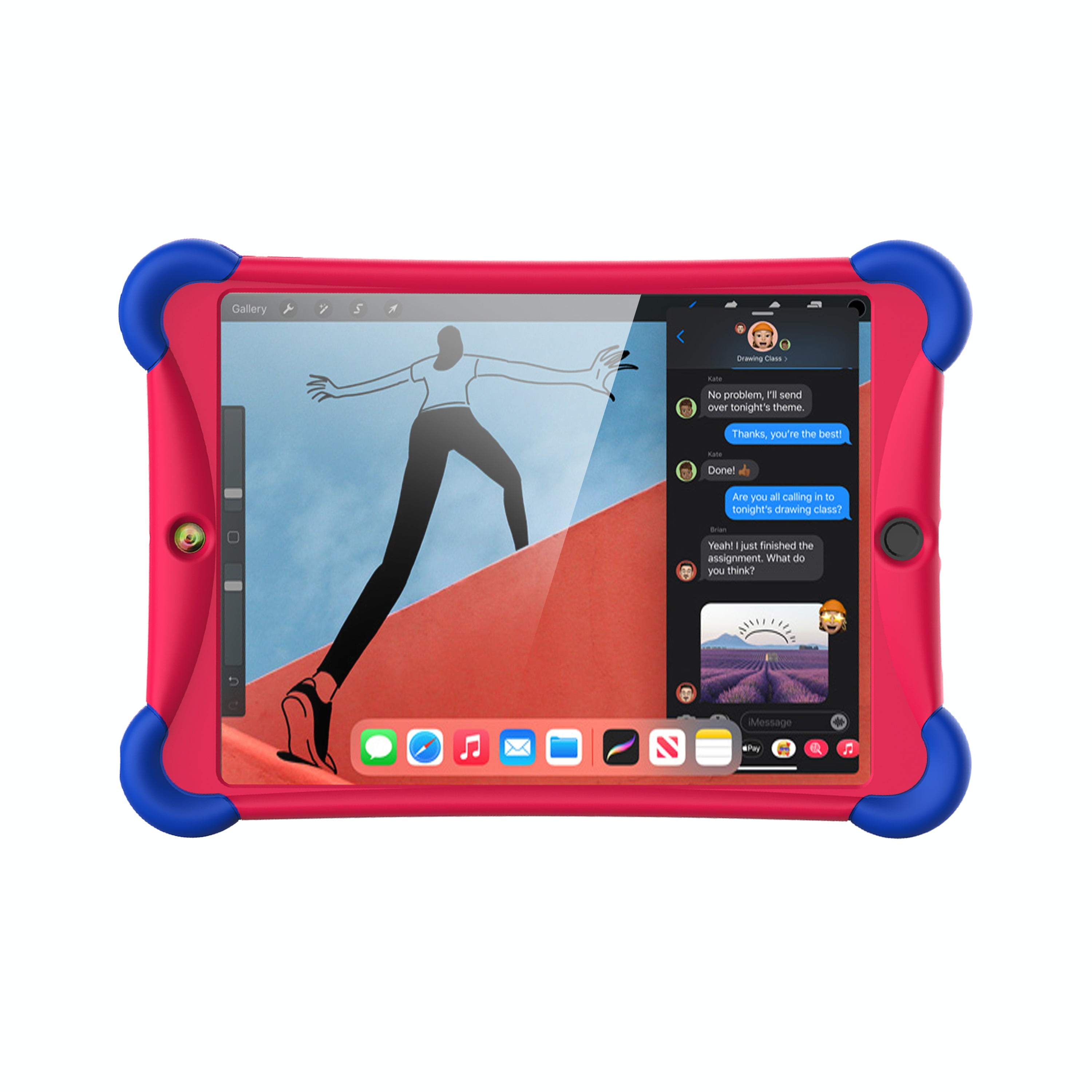 ME Silicone Protective Case with Built-In Stainless Steel Kickstand for iPad 10.2 9th Gen (2021 Release), 8th Gen (2020 Release) and 7th Gen (2019 Release) in Red