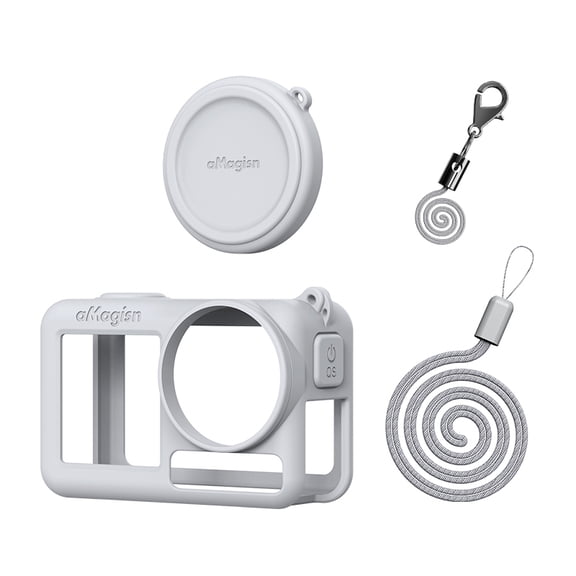 Silicone Protective Case For DJI Omso Action 5 Pro Sports Camera With Lens Cap, Scratch-Resistant Sleeve Skin Protective Cover Len Protector Cap with Lanyard