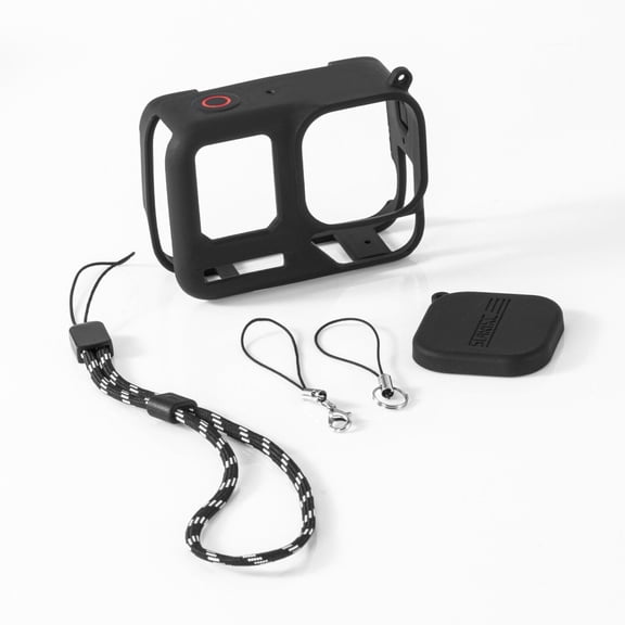 Silicone Protective Case with Lens Cap and Hand Strap for Insta360 Ace Pro 2 Full Body Shockproof Anti-Slip Camera Cover with Quick Mount Access Lightweight & Dustproof Black