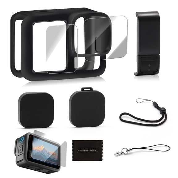 Silicone Protective Case for GoPro Hero 13 with Lens Cover & Screen Protector, Black