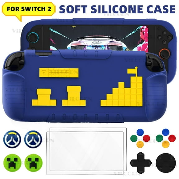 Silicone Protective Case for Nintendo Switch 2, Screen Protector, Heightened Button Cover