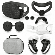 For Silicone Protective Cover VR Headset Shell Face Pad Controller Grips Joystick Skin Lens Cover Adjustable Head Strap Storage Case Compatible with Meta Quest 2