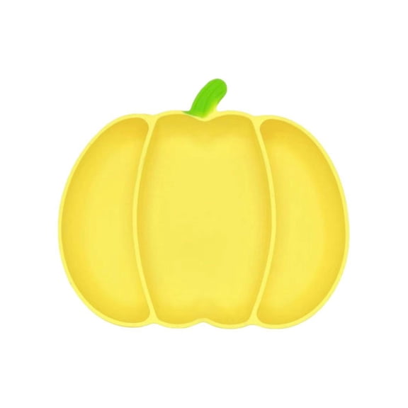 Silicone Pumpkin Divided Plate, Kids Feeding Tray with Multiple Sections for Meals, Camping & Snacks