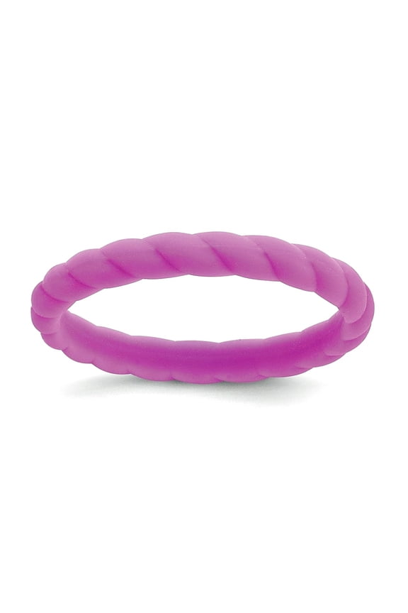 Silicone Purple 3mm Braided Band Size 9 Ring for Women and Men