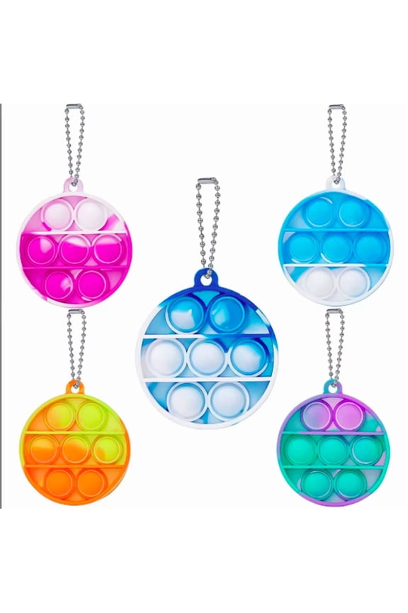 Silicone Push Pop Bubble Fidget Toy Keychain, Multicolor, 2-Pack