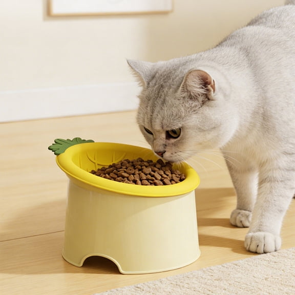 Silicone Raised Dog Bowl Elevated Feeder - Adjustable Angle Spine Friendly Pet Food Water Dish, Non-Slip Base, Orange Fruit Design, Easy Clean, 16x12.5 cm