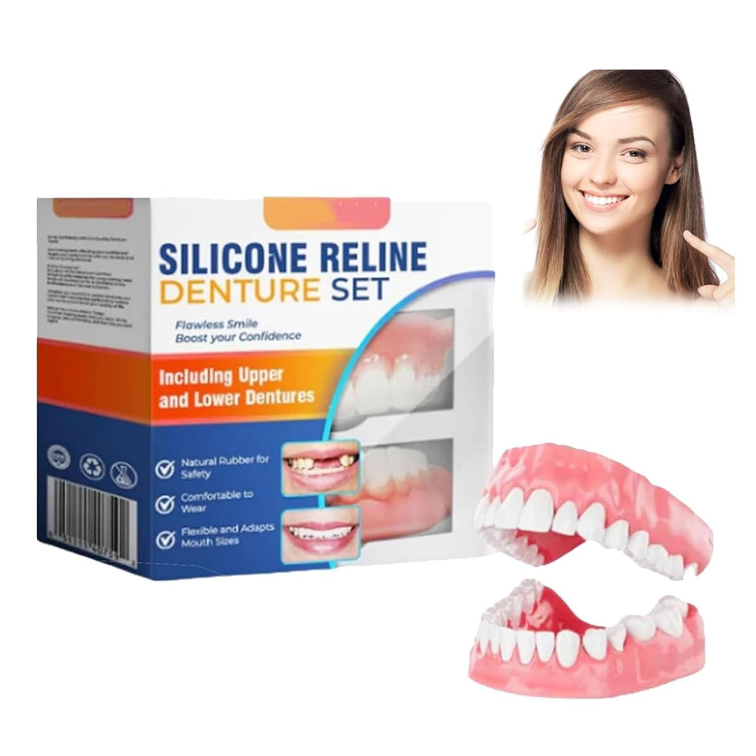 Silicone Reline Denture Set, Silicone Soft Dentures Repair (1pcs)