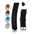 thumbnail image 1 of Silicone Replacement Watch Band - Quick Release Soft Rubber Strap - Waterproof, Textured Tire Pattern (18mm, White), 1 of 4