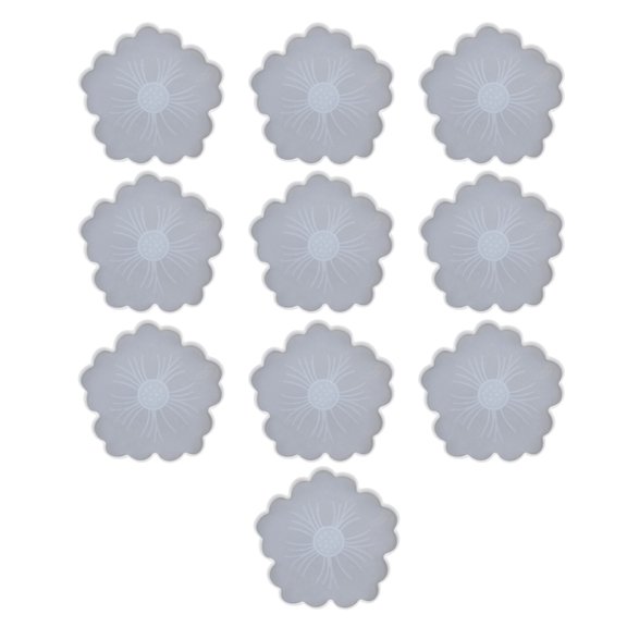 Silicone Resin Cup Mats Mould Flower Shape Resin Coasters Cup Pad Silicone Texture for Cup Pad