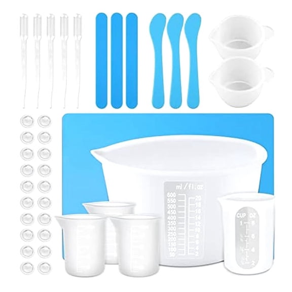 Silicone Resin Measuring Cups Tool Kit-Measure Cups, Silicone Popsicle Stir Sticks for Jewelry&&Resin Making