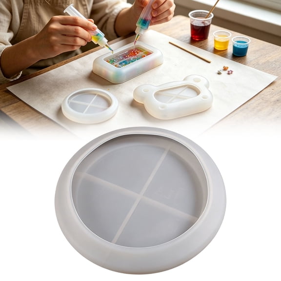 Silicone Resin Mold Set for DIY Plate Making Craft Epoxy Casting Mold Round Rectangle Grid Shape Multi Style Silicone Mold for Resin Art Jewelry Tray Home Decor Multi Shape Available