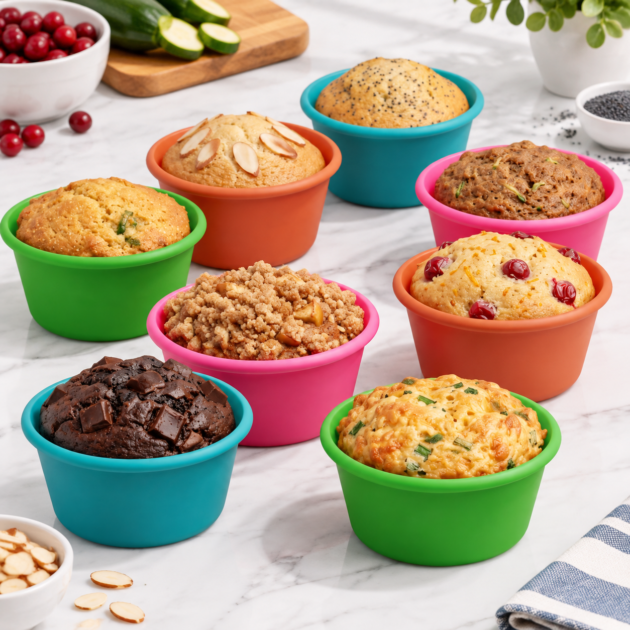 Silicone Reusable Muffin Liners For Baking Non-stick Set Of 8 - Walmart.com